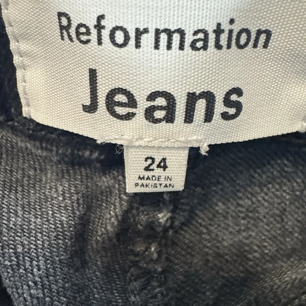 Reformation‎ Jeans Womens 24 Liza Ultra High Rise Slim Straight Crop Denim Black